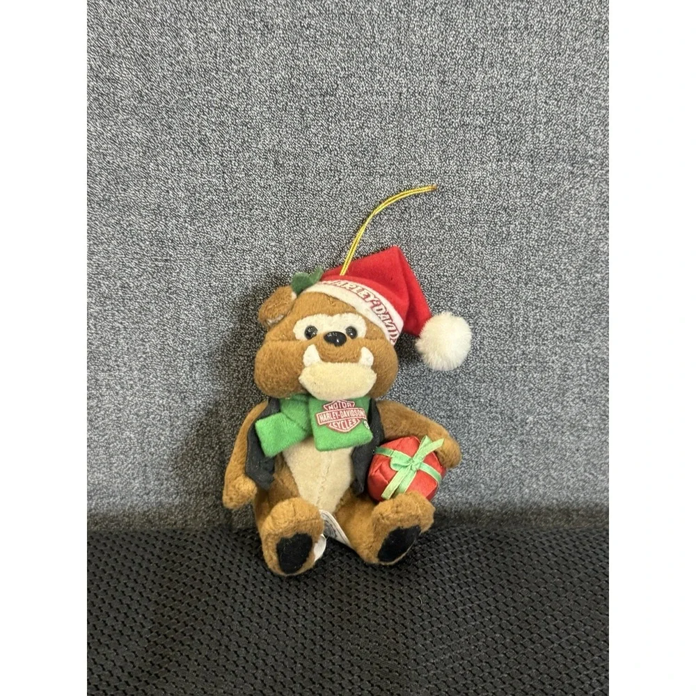 Harley Davidson Motorcycle Plush Bull Dog Christmas Tree‎ Ornament 1999